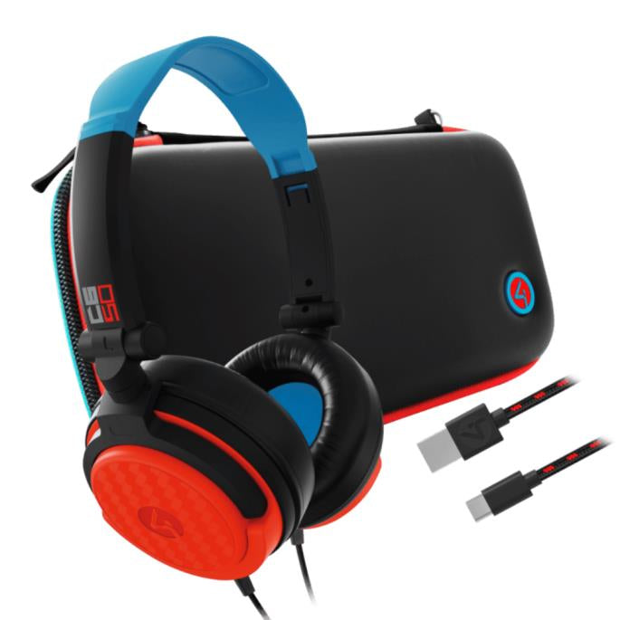 4Gamers SWL-50-4G auricular y casco Auriculares Alámbrico Diadema Juego USB Tipo C Negro, Azul, Rojo