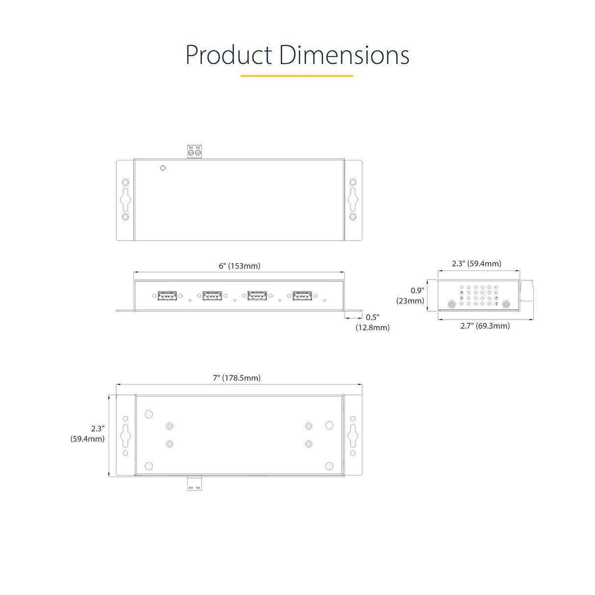 StarTech.com Hub Industrial USB 3.0 de 5Gbps de 4 Puertos - Concentrador USB con Protección de Picos y Descargas ESD - L