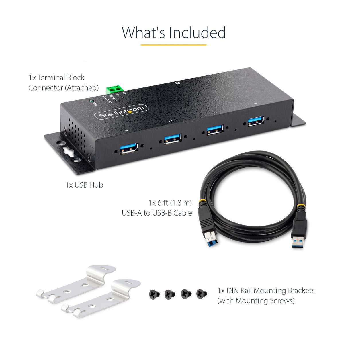 StarTech.com Hub Industrial USB 3.0 de 5Gbps de 4 Puertos - Concentrador USB con Protección de Picos y Descargas ESD - L