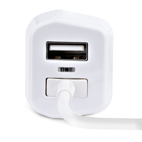 StarTech.com Cargador de Coche con Cable Rizado Lightning, Cable de 1m Rizado Lightning 12W Blanco, Cable Adaptador Carg