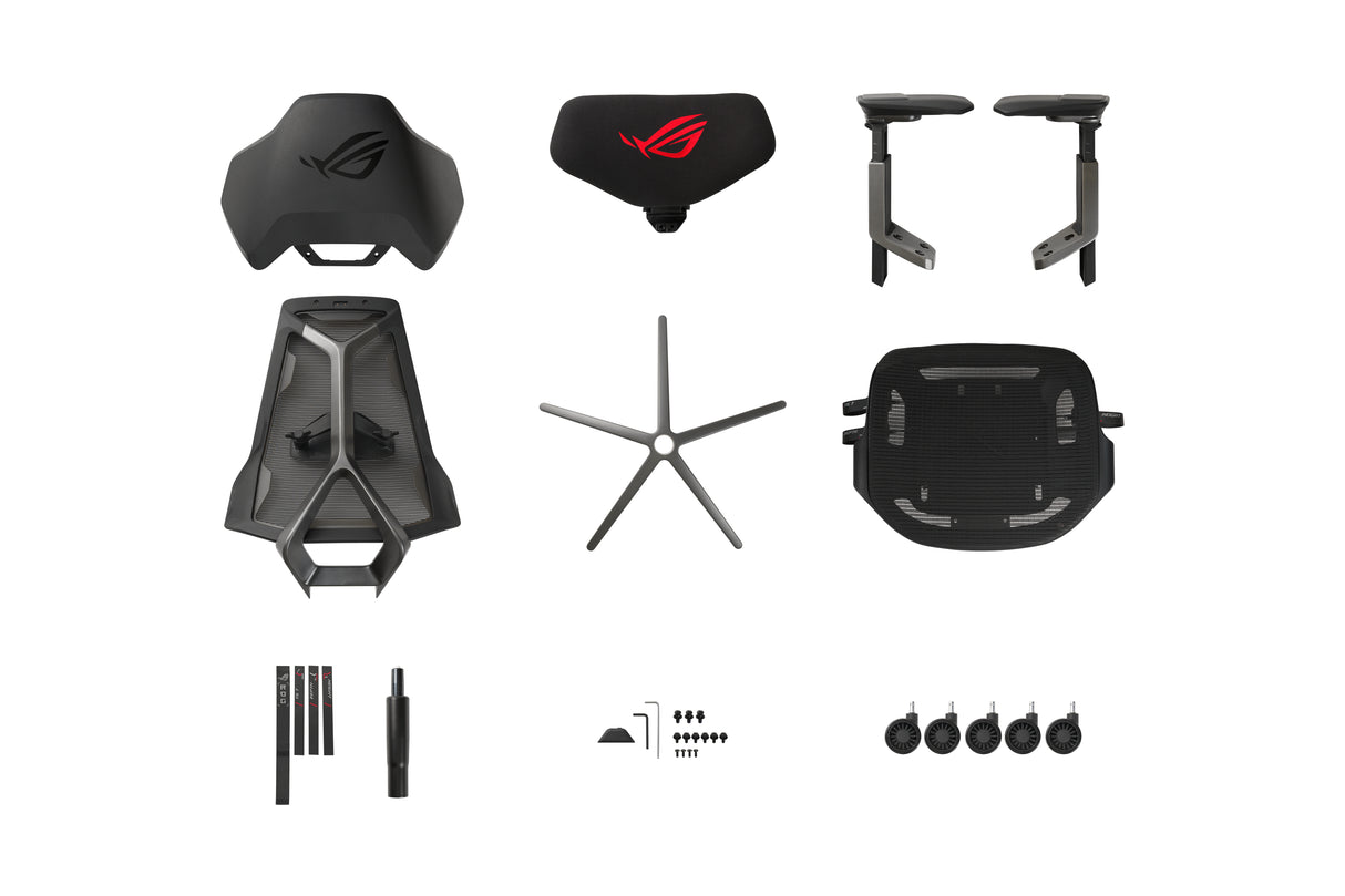 ASUS ROG Destrier Ergo Silla Ergonómica Asiento de malla Respaldo de rejilla Negro Gris