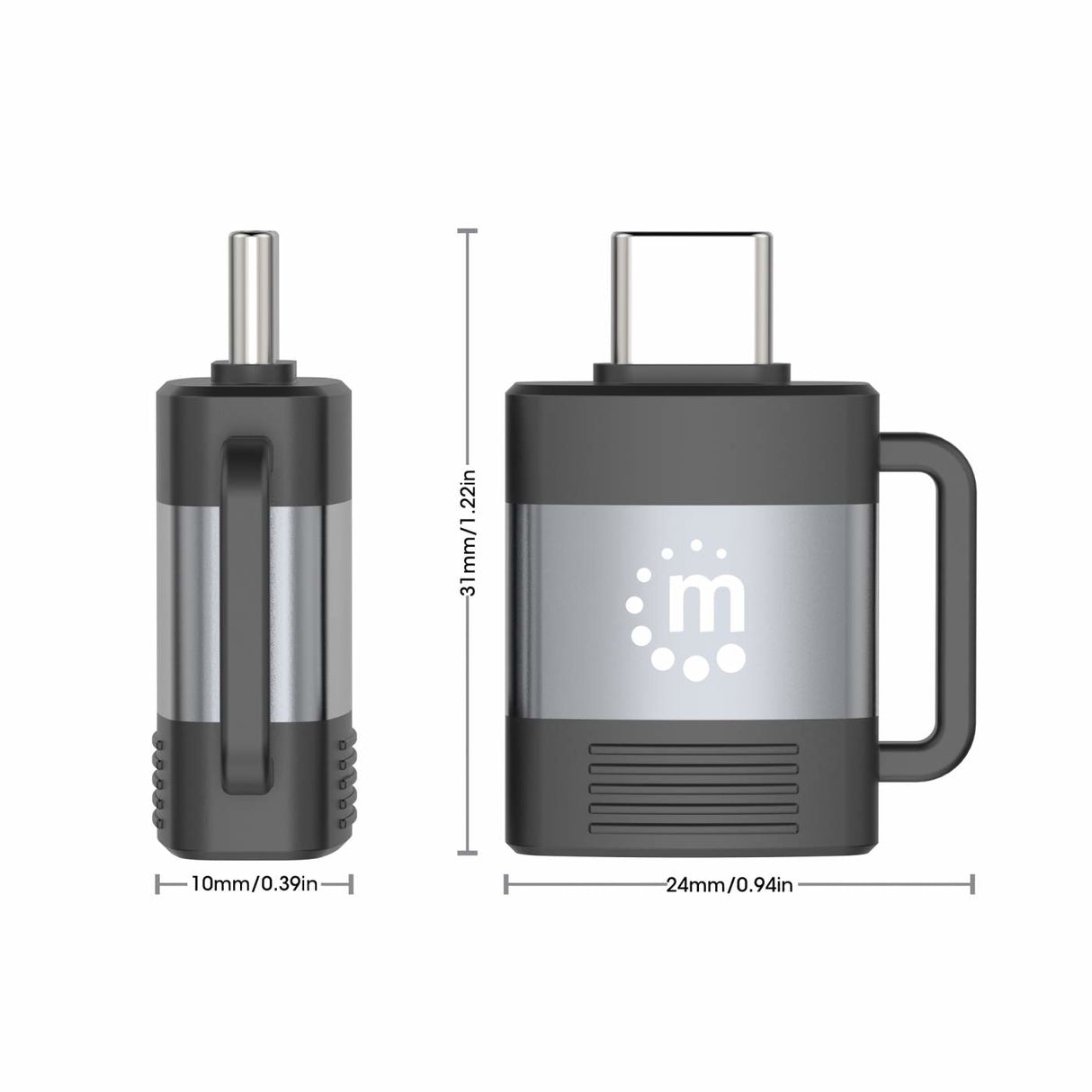 Manhattan 356312 cambiadores de género de cables USB-A USB-C Negro, Gris