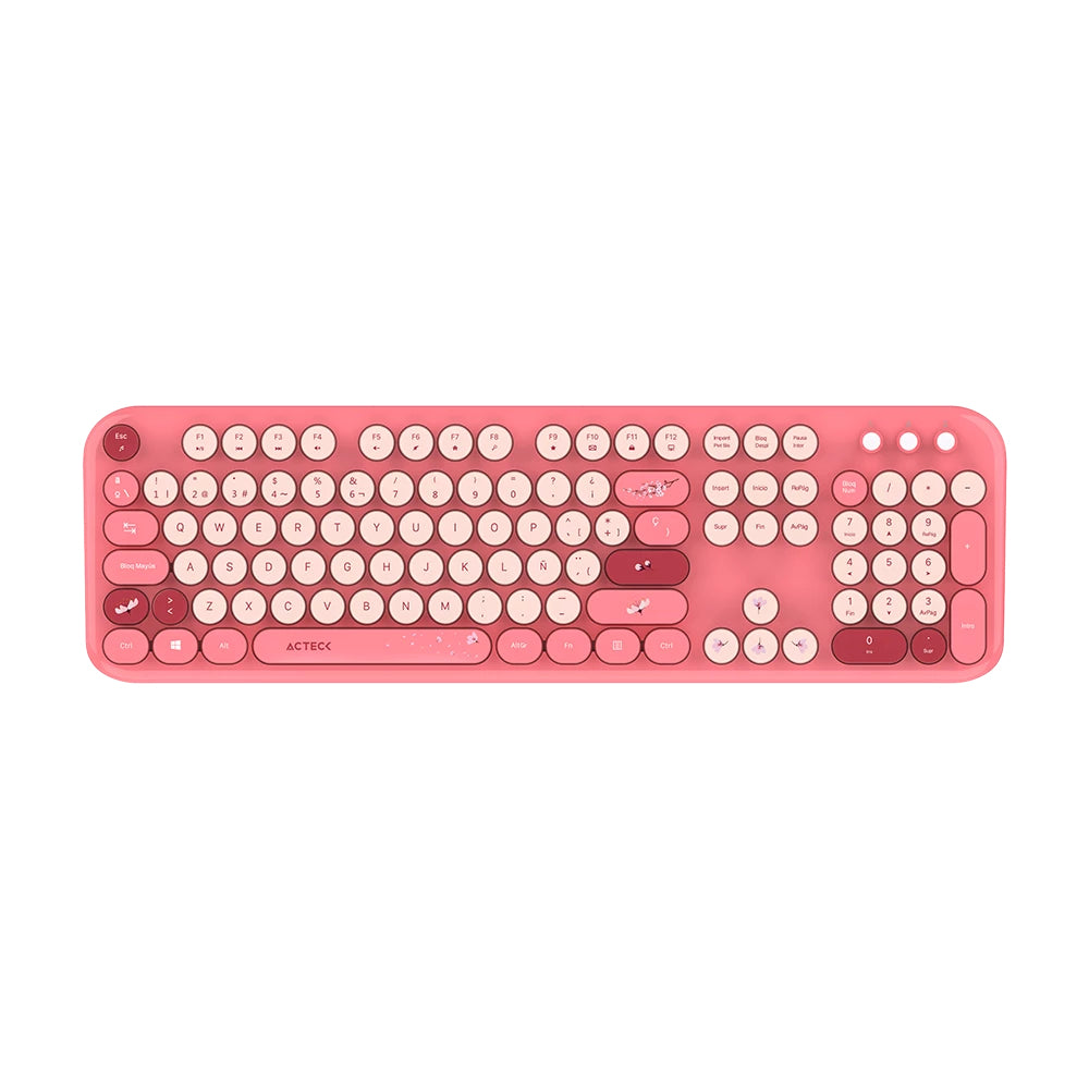 Acteck Creator Chic K-Colors MK485 teclado Ratón incluido Universal RF inalámbrico QWERTY Español Rosa, Interruptor de m