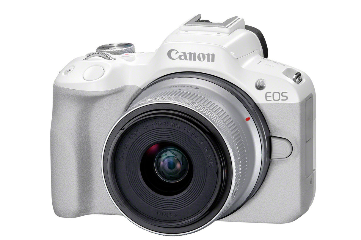 Canon EOS R50 Mirrorless Camera with 18-45mm Lens MILC 24.2 MP CMOS 6000 x 4000 Pixeles Blanco, 4K Ultra HD, Pantalla táctil