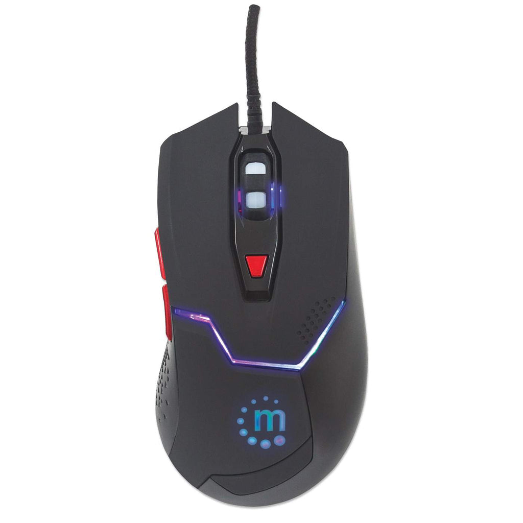 Manhattan Ratón óptico cableado para videojuegos con LED Ratón Juego USB tipo A Óptico 2400 DPI