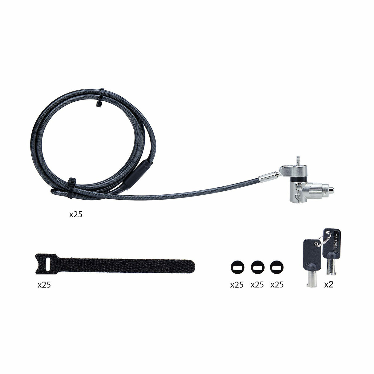 StarTech.com Paquete de 25 Candados Universales Noble/Noble Wedge&reg;/K-Slot con Llave para Portátil - Cables de Se