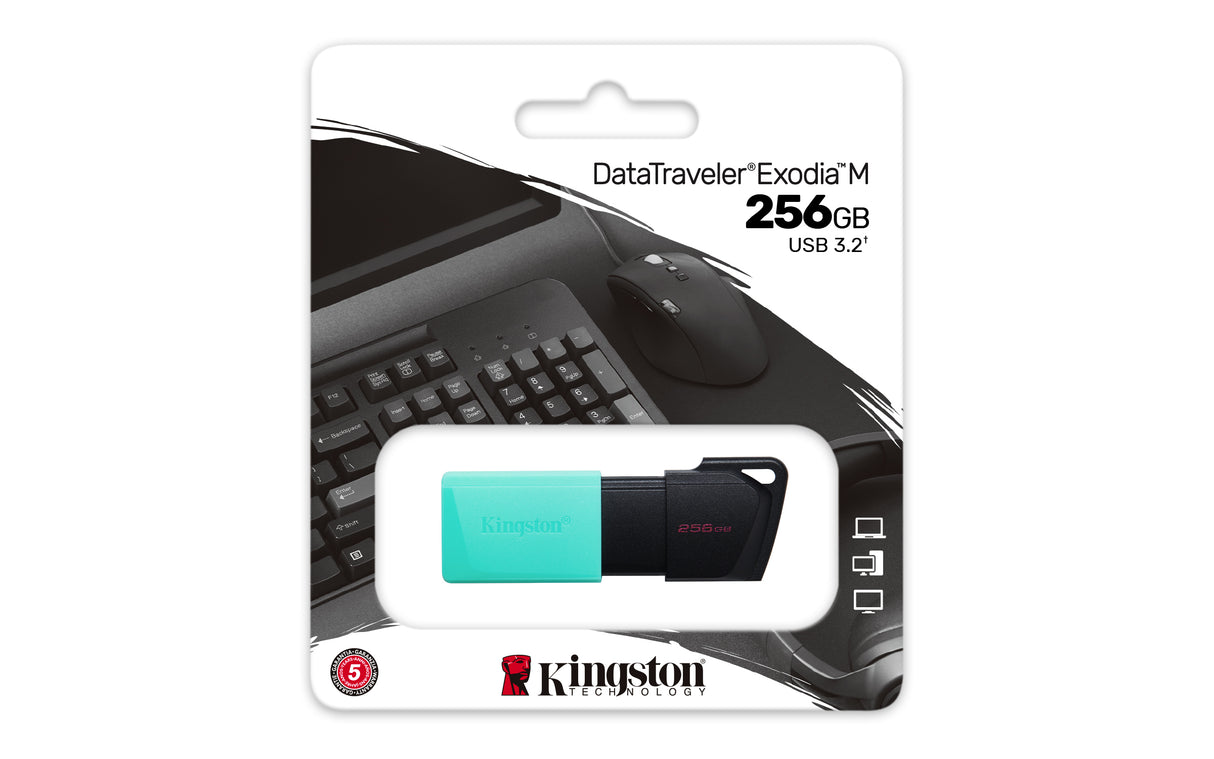 Kingston Technology 256GB USB3.2 Gen1 DataTraveler Exodia M (Negro + Turquesa) Memoria Flash 256 GB USB tipo A 3.2 Gen 1
