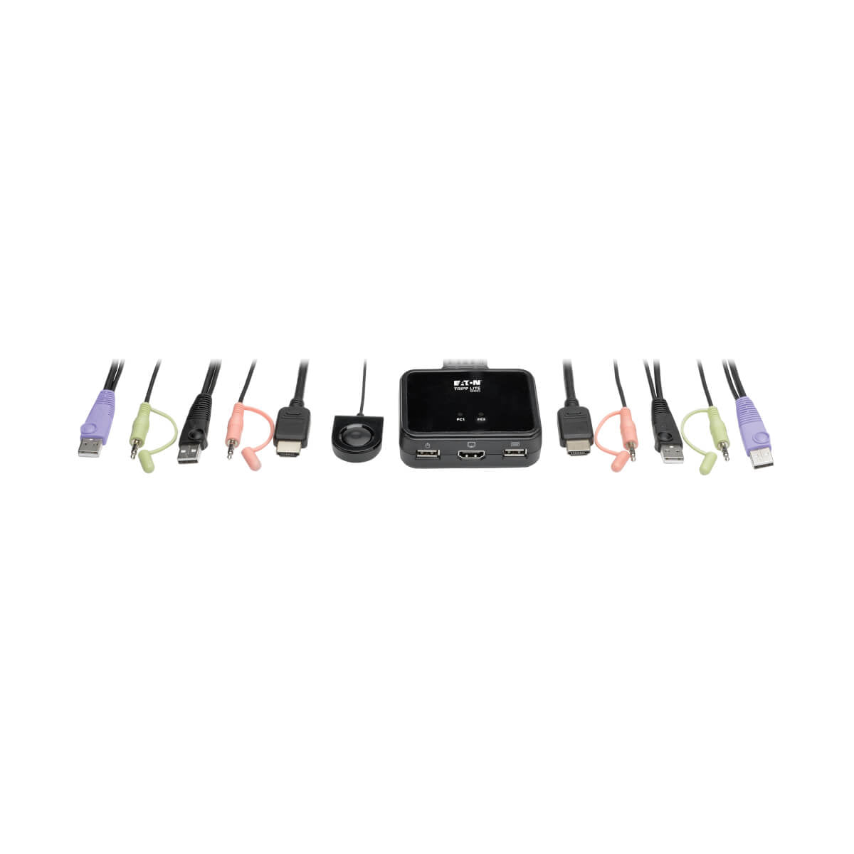 Tripp Lite B032-HUA2 KVM con Cables USB / HD de 2 Puertos con audio y video, Cables y USB para Compartir Periféricos