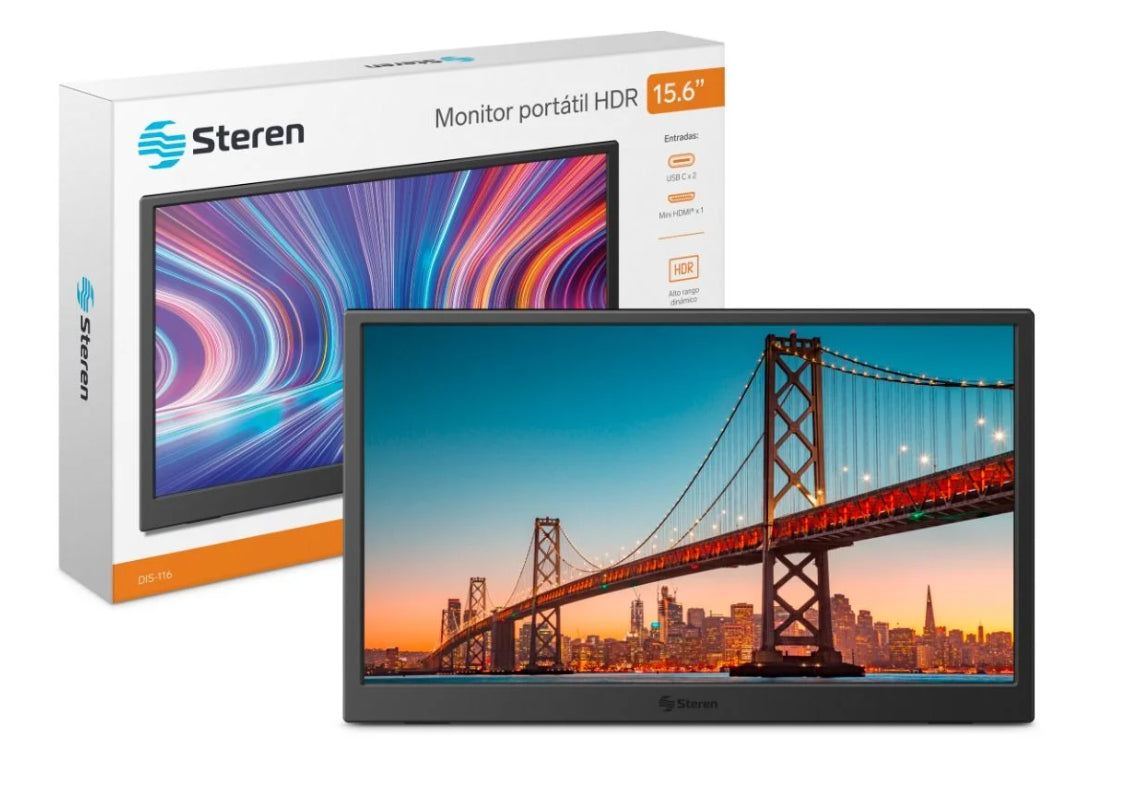Steren DIS-116 televisor y monitor portátil Negro 39.6 cm (15.6") LCD 1920 x 1080 Pixeles, IPS