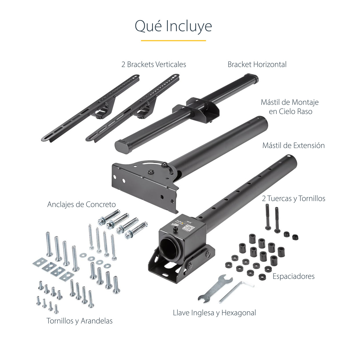 StarTech.com Soporte de Techo para TV - Soporte Universal de Cielo Raso para TV de Movimiento Total con Mástil Telescópi