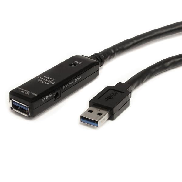 StarTech.com Cable Extensor Alargador USB 3.0 SuperSpeed Activo de 10m - USB A Macho a Hembra - Negro Cable USB 3.2 Gen 1 (3.1 Gen 1) USB A USB A Macho