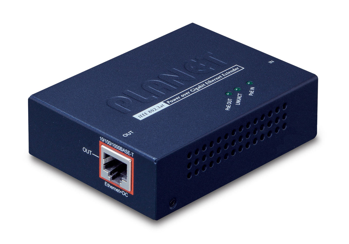 PLANET POE-E201 ampliador de red Transmisor y receptor de red Azul