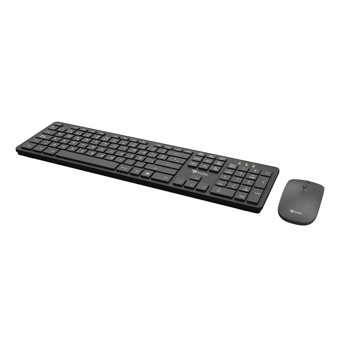 Combo Inalambrico 2 en 1 Stylos Teclado 100% Membrana 105 teclas Conexion USB Nano 2.4Ghz + Mouse 1,600 Dpi 2 Botones Co