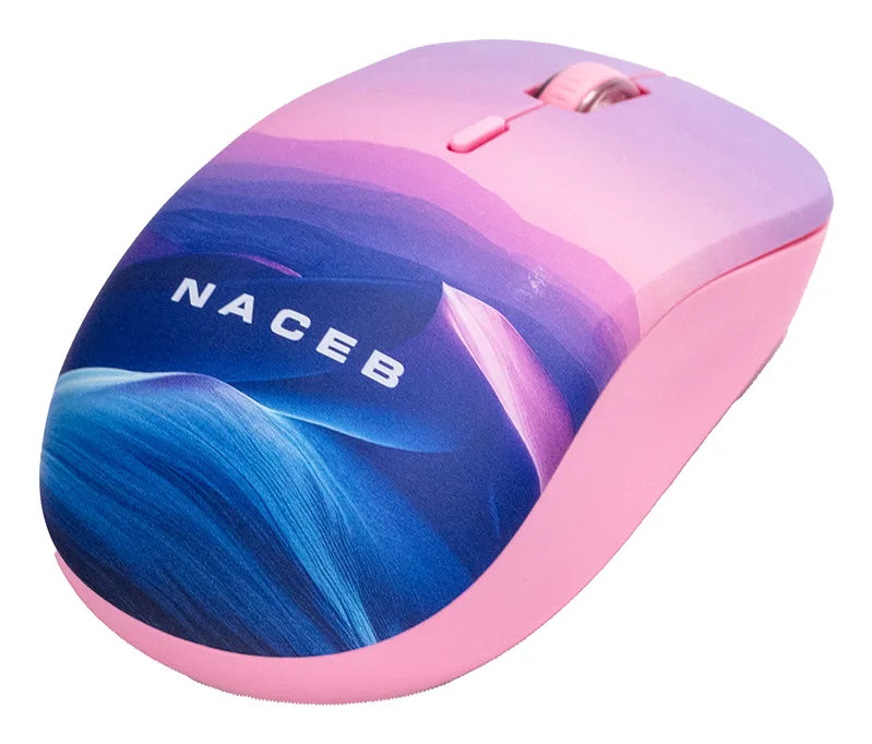 Naceb Technology Na-0138 ratón Ambidiestro RF inalámbrico 1600 DPI, Azul, Rosa, Blanco