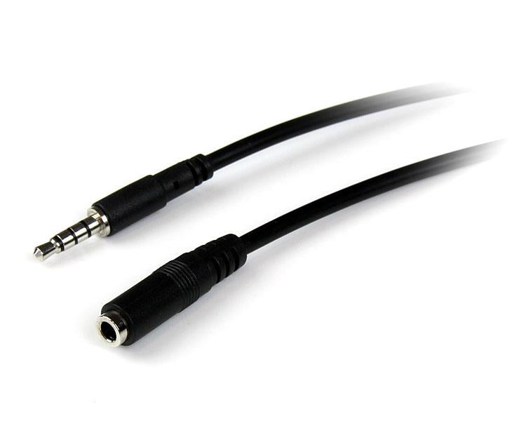 StarTech.com Cable de 2m de Extensión Alargador de Auriculares Headset Mini-Jack 3,5mm 4 pines Macho a Hembra Cable 2 m 3,5mm Macho 3,5mm