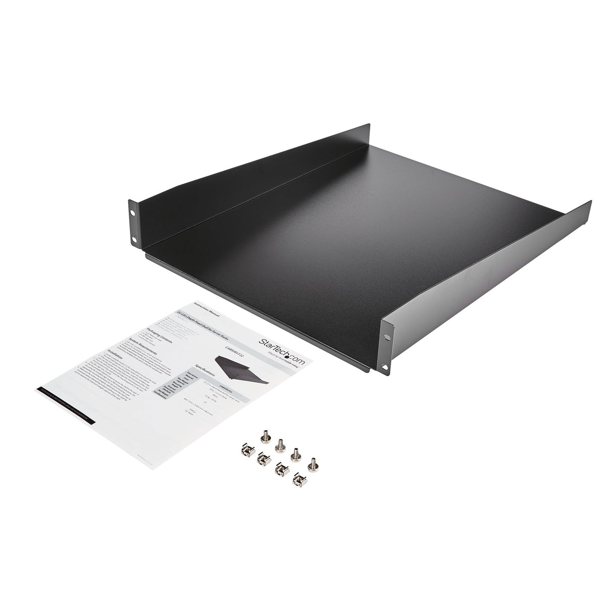 StarTech.com Estante Bandeja 2U 22in (558,8mm) de Profundidad Fija para Armario Rack Universal de Servidores - de Acero