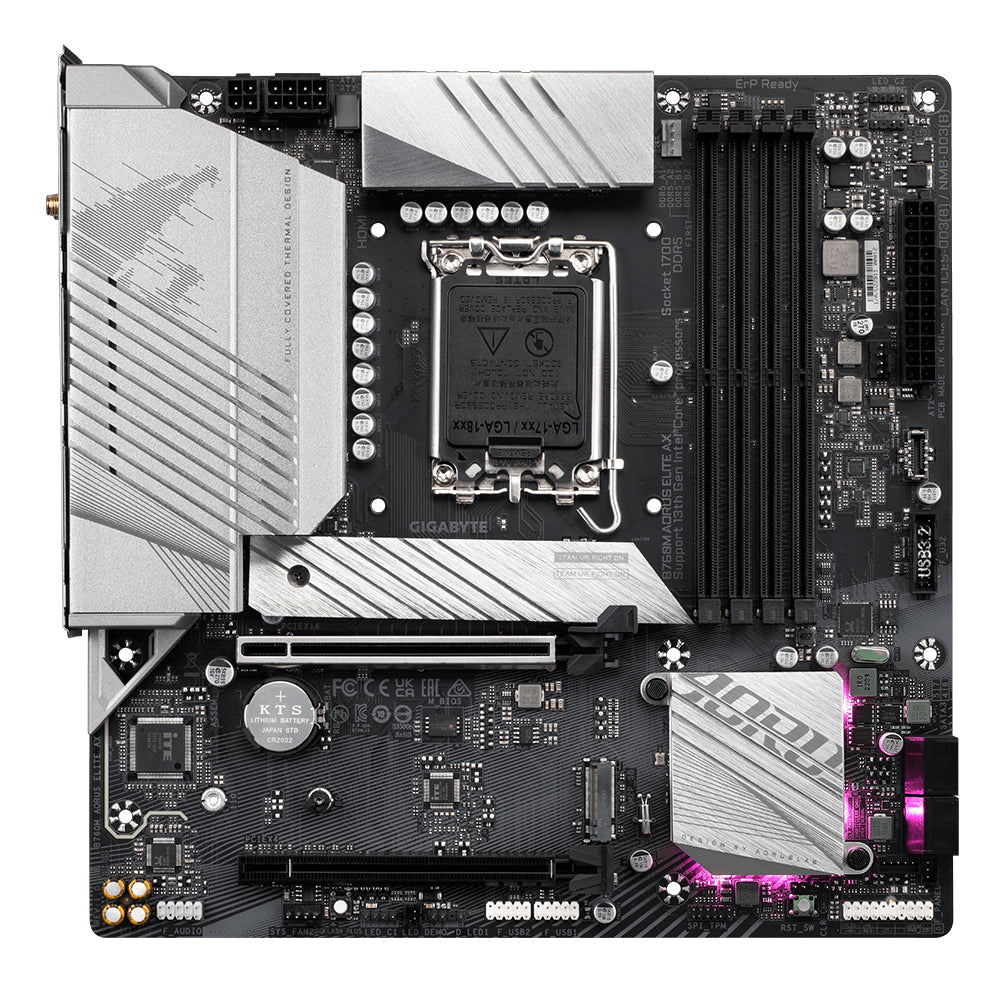 GIGABYTE B760M AORUS ELITE AX Placa Base - Compatible con procesadores Intel Core de 14ª generación, VRM digital de 12*+