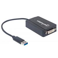 Manhattan Convertidor de Video USB 3.0 a DVI-I 152310, Soporta 1920x1200, Plug & Play