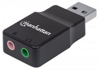 152754 - Manhattan Adaptador de Sonido Estéreo USB de Alta Velocidad Cable USB-A 2 x 3.5 mm Macho Hembra