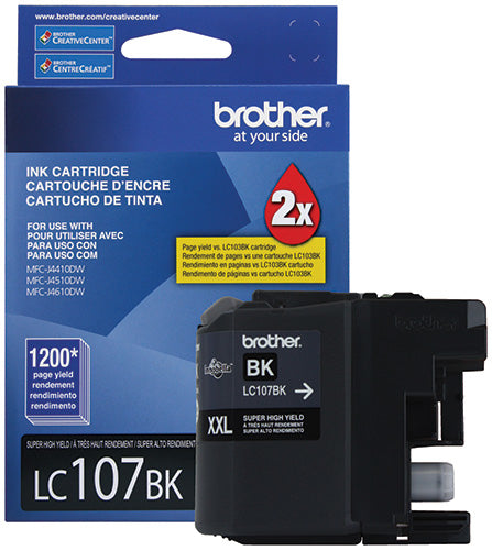 TINTA BROTHER LC107BK NEGRO 1200 PAG P/MFCJ4510DW/4710DW SUPER