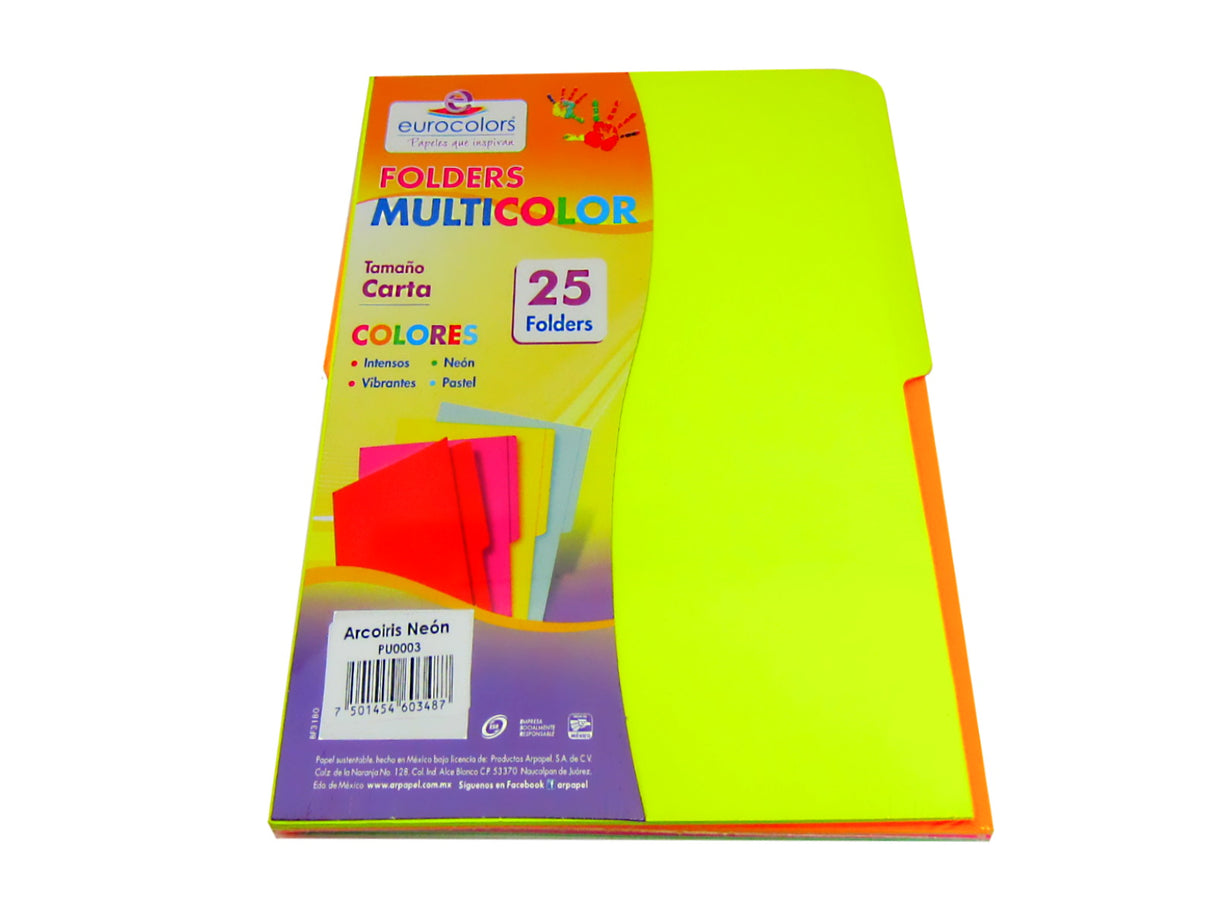 Folder Eurocolors Multicolor Arcoíris Neón C/25 Pzas - Pu0003 FullOffice.com