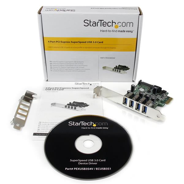 StarTech.com Tarjeta Adaptador PCI Express PCI-E USB 3.0 con UASP de 4 Puertos - Alimentación SATA tarjetas y adaptadores de interfaz PCIe USB 3.2 Gen 1 (3.1 Gen 1) PCIe 2.0 4