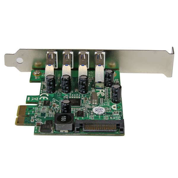 StarTech.com Tarjeta Adaptador PCI Express PCI-E USB 3.0 con UASP de 4 Puertos - Alimentación SATA tarjetas y adaptadores de interfaz PCIe USB 3.2 Gen 1 (3.1 Gen 1) PCIe 2.0 4