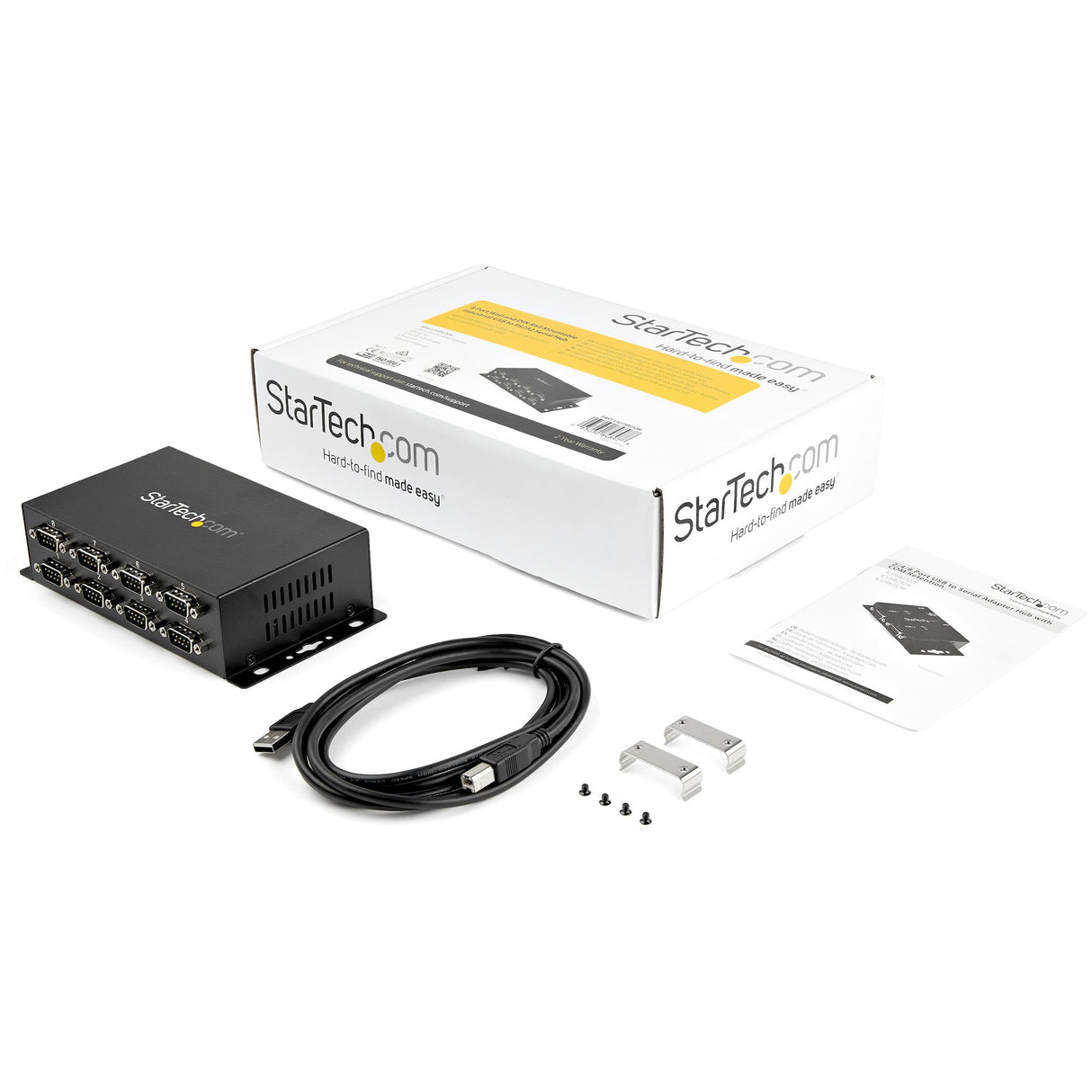 StarTech.com Adaptador Hub Concentrador USB a 8 Puertos Serie RS232 Industrial Montaje en Pared Riel DIN hubs de interfaz USB 2.0 Type-B De serie 8 8