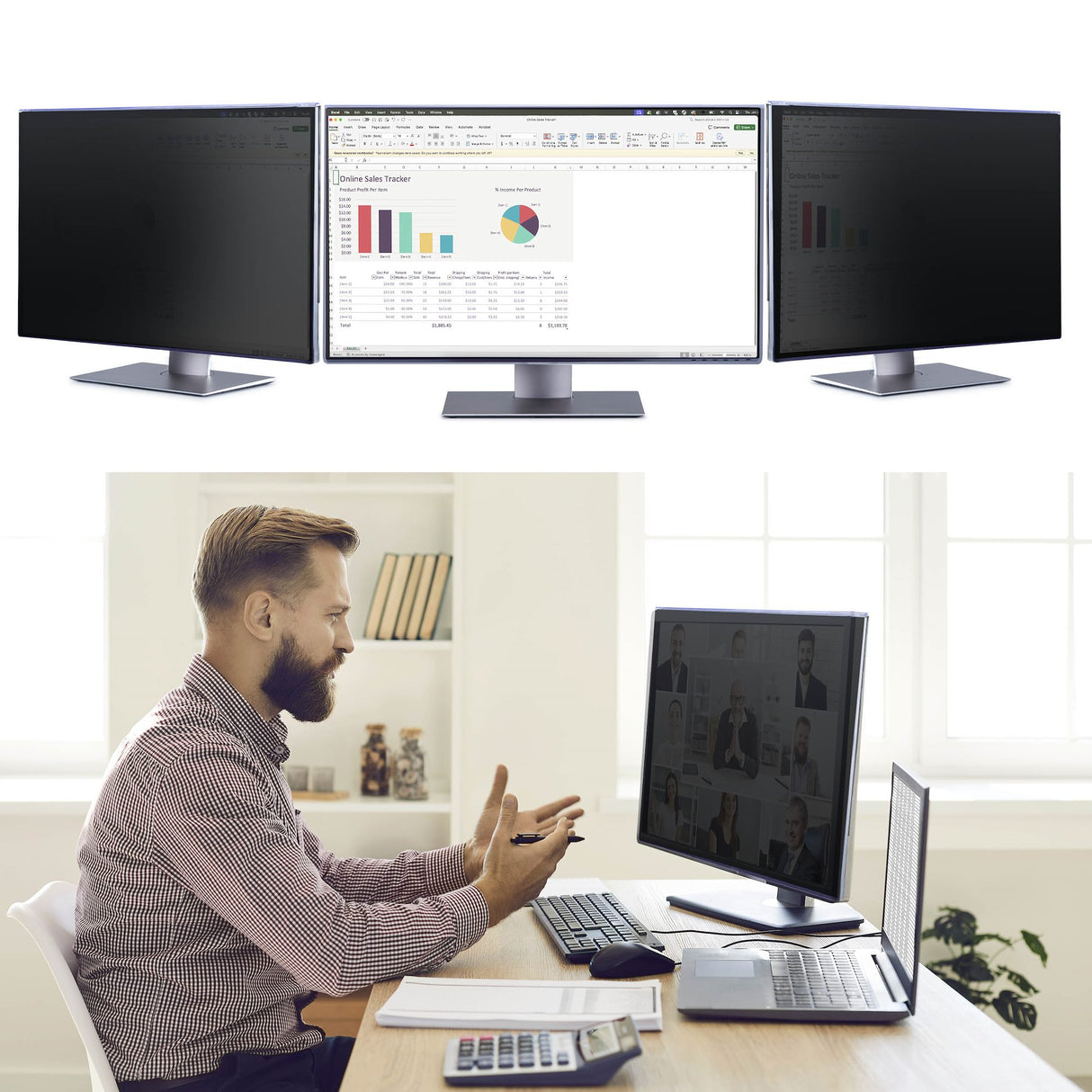 StarTech.com Filtro de Privacidad 16:9 para Pantalla de 32 Pulgadas - Protector de Pantalla Acrílico Colgante - Ángulo d