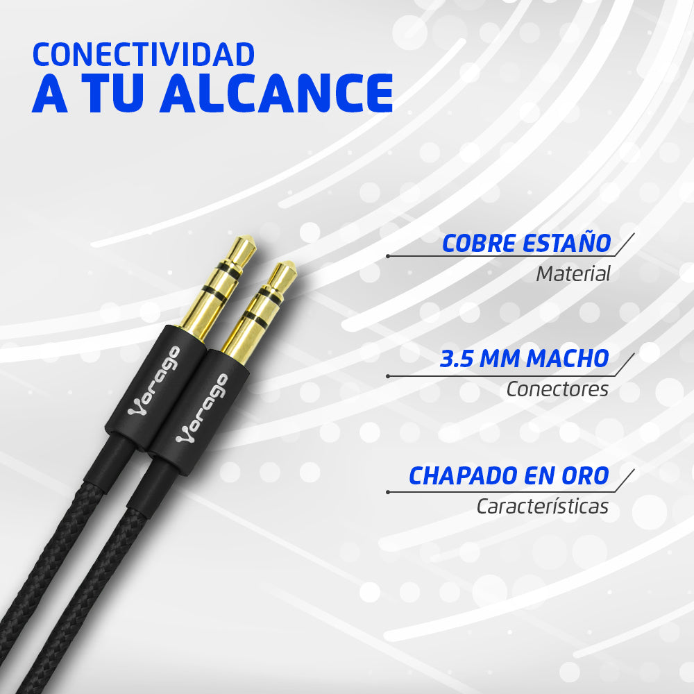 Vorago CAB-115 cable de audio 1 m 3,5mm Negro
