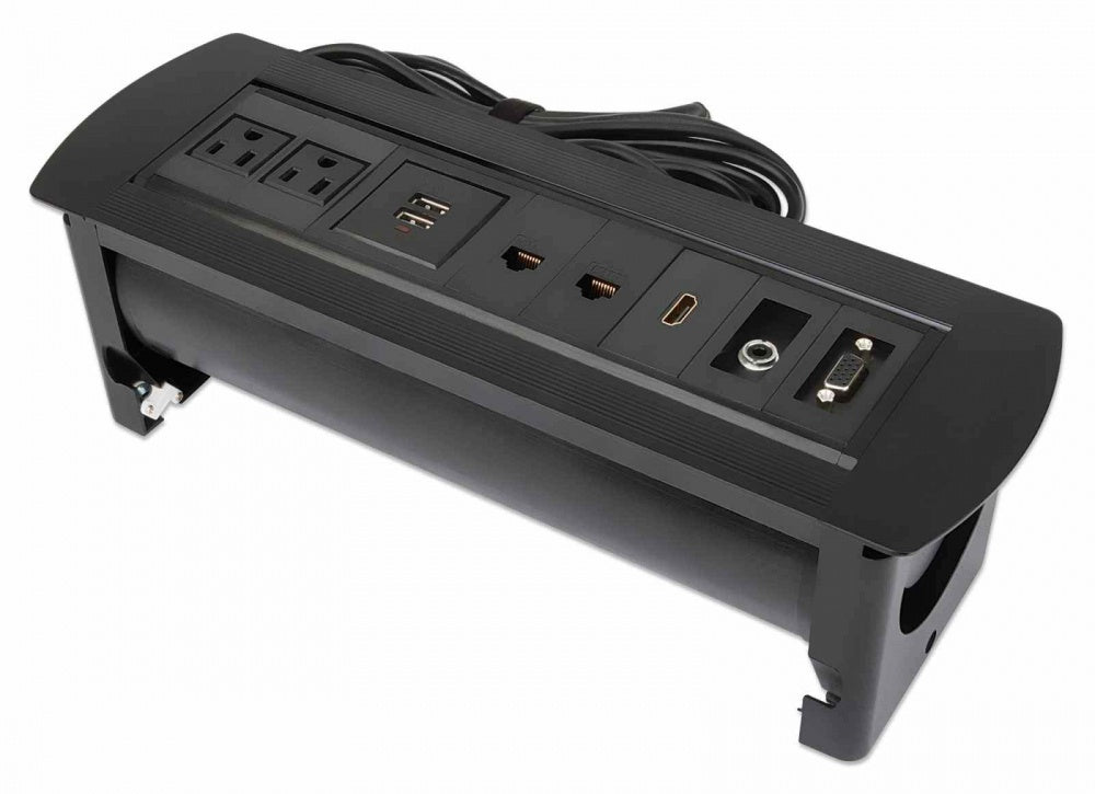 Manhattan Caja Para Mesa 9 Conectores USB, HDMI, VGA, Red, Audio, Negro