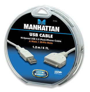 Manhattan Cable iLynk USB para iPod / iPhone Cable Blanco 1,2 m USB A Apple 30-pin