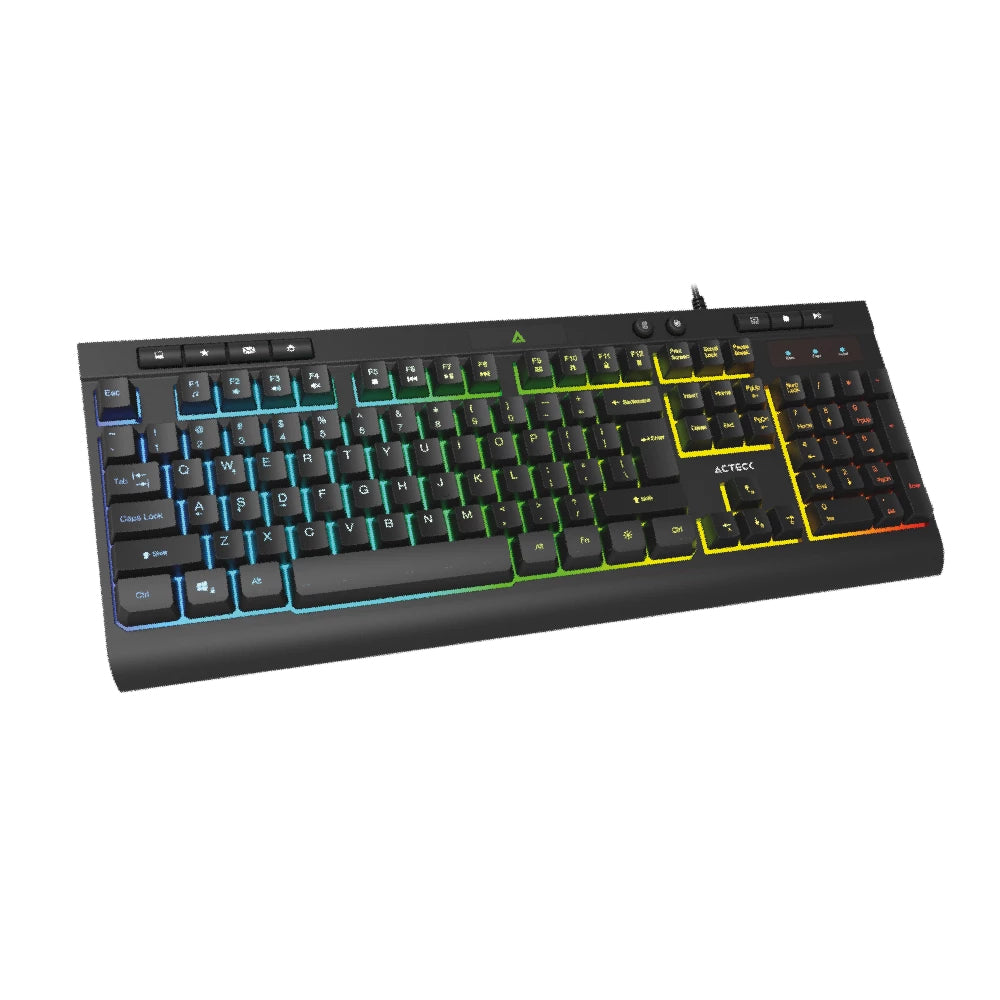 Acteck Aurean Pro MK477G teclado Ratón incluido Universal USB Negro, Alámbrico, Interruptor de membrana, LED