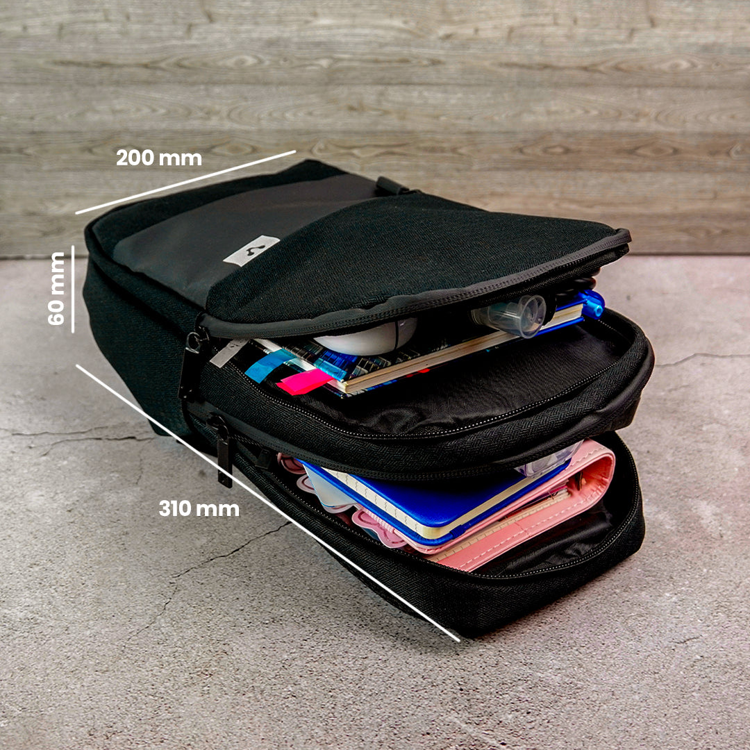 MOCHILA PECHERA CRUZADA VORAGO CB-300 POLYESTER NEGRA