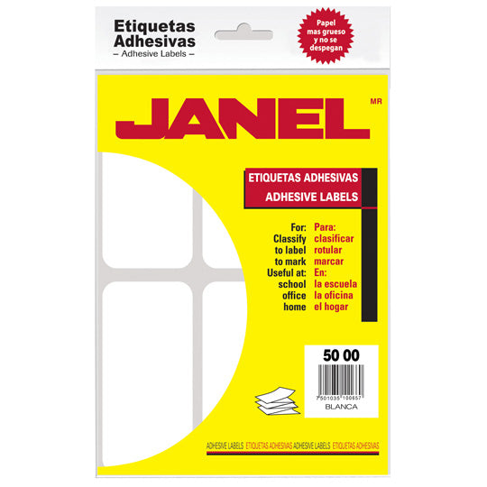 Janel 1005010100 etiqueta autoadhesiva Blanco 84 pieza(s)
