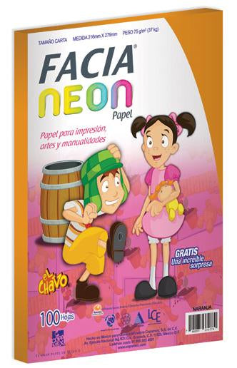 Copamex Facia Neon papel para impresora de inyección de tinta Carta (215.9x279.4 mm) 100 hojas Naranja