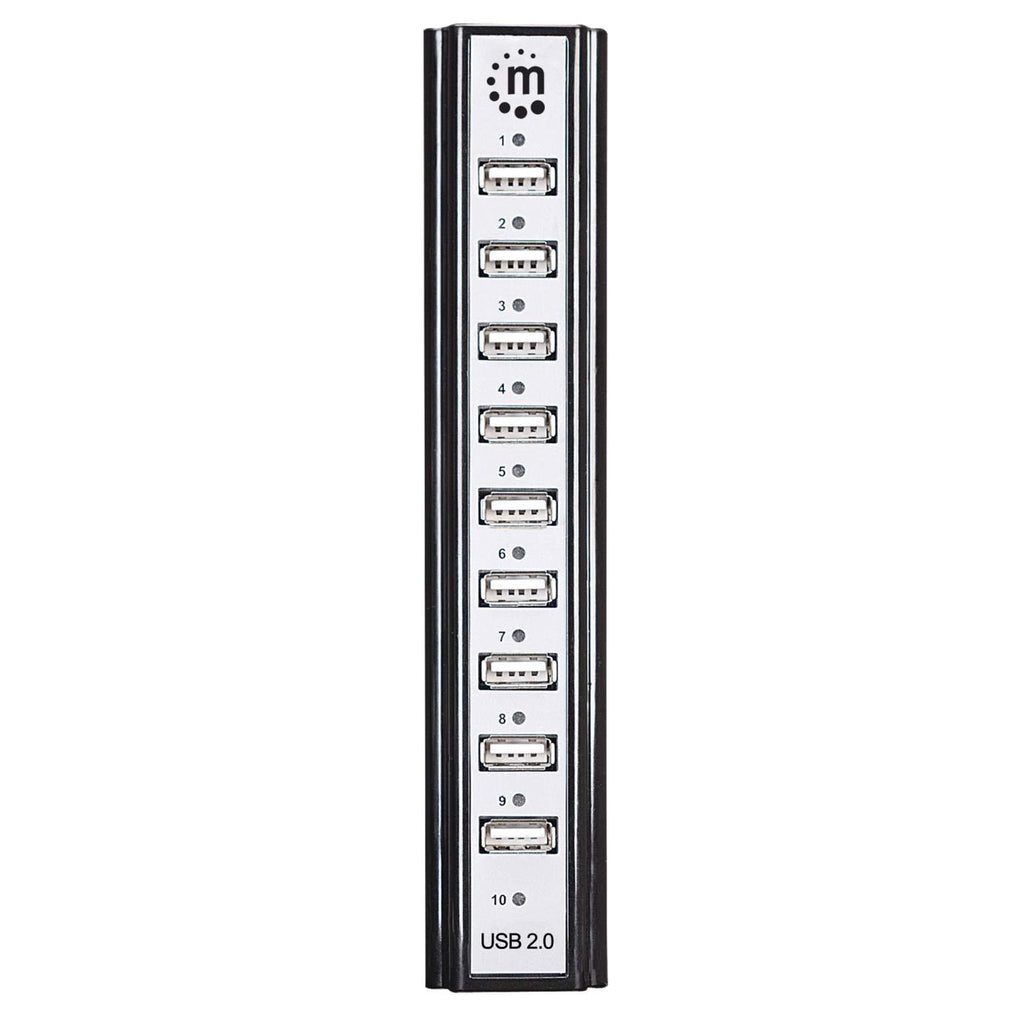 Manhattan Hub USB-A de sobremesa de 10 puertos, 10x USB-A, 480 Mbps (USB 2.0), Funciona por USB o con fuente de alimentación externa (no incluida) para mayor potencia en los dispositivos conectados hubs de interfaz USB 2.0 USB 2.0 10 10