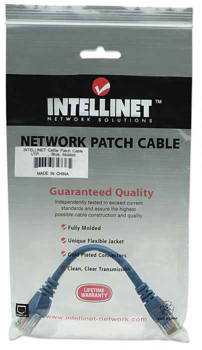 Intellinet Cable de red, Cat5e, UTP Cable Azul 0,5 m Cat5e U/UTP (UTP)