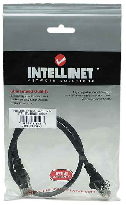 Intellinet Cable de red, Cat5e, UTP Cable Negro 0,5 m Cat5e U/UTP (UTP)