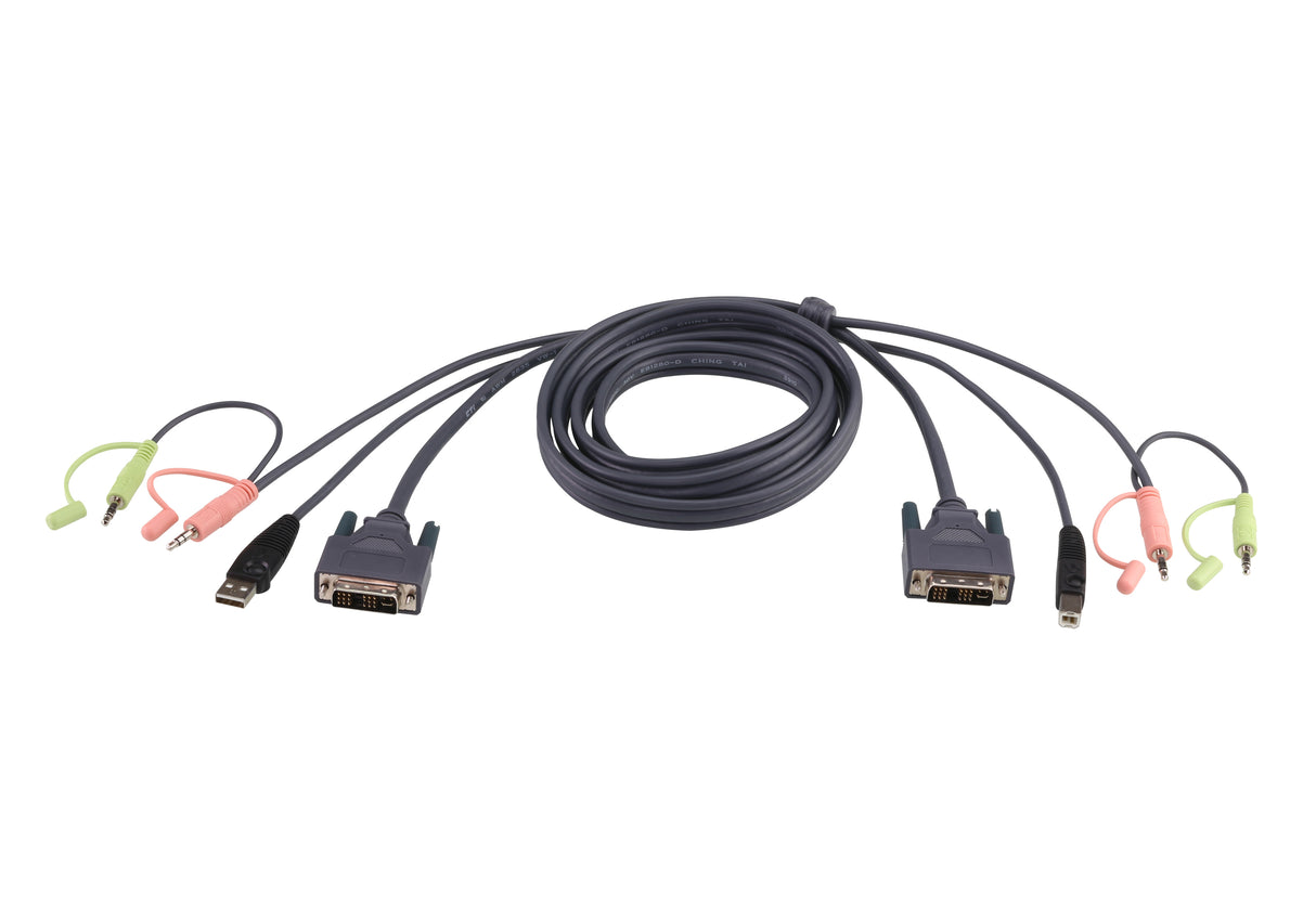 ATEN Cable KVM DVI-D USB single link de 1,8 m
