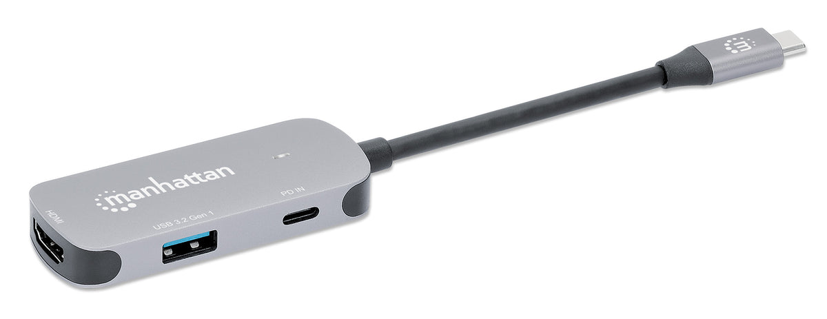 190299 - Manhattan Hub USB-C de 3 puertos ultra compacto, 3x USB-A (1x 5 Gbps USB 3.0 + 2x 480 Mbps USB 2.0),