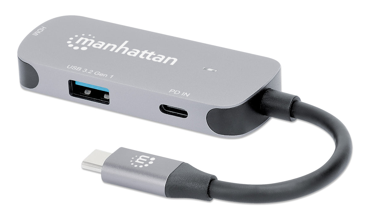 190299 - Manhattan Hub USB-C de 3 puertos ultra compacto, 3x USB-A (1x 5 Gbps USB 3.0 + 2x 480 Mbps USB 2.0),