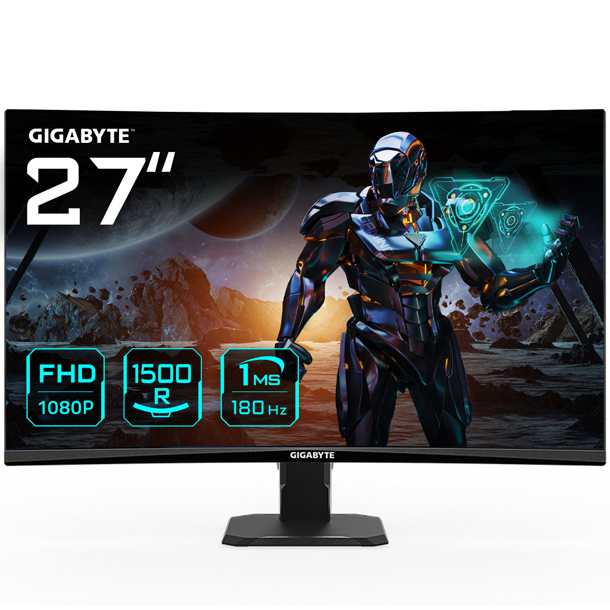GIGABYTE GS27FC 27" Monitor de Juego Curvo FHD - 1920 x 1080, 1500R, 180Hz, 1 ms, 250 cd/m², FreeSync Premium, HDR Ready, HDMI 2.0, Displayport 1.4 Monitor 68,6 cm (27") 1920 x 1080 Pixeles Full HD Edge LED Negro