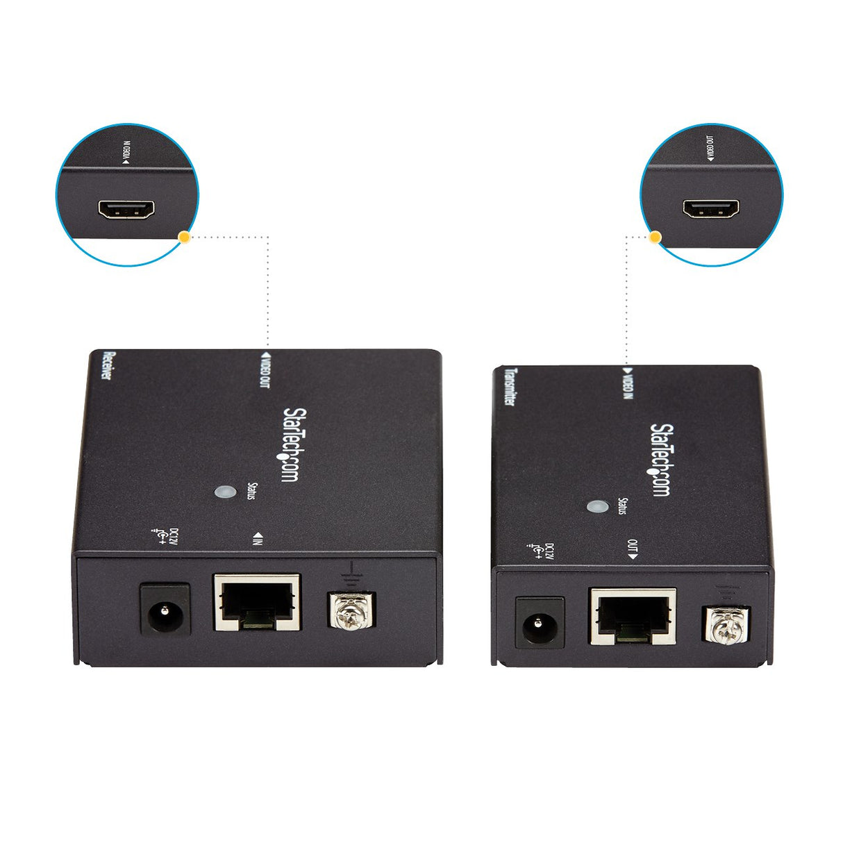 StarTech.com Extensor HDMI por Cat5 HDBaseT - POC Power over Cable - Ultra HD 4K audio/vídeo extendedores Transmisor y receptor de señales AV 4096 x 2160 Pixeles Cat5e, Cat6 70 m
