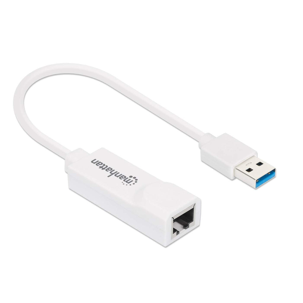 Manhattan Adaptador de red Gigabit USB-A, 10/100/1000 Mbps, 5 Gbps (USB 3.2 Gen1 / USB 3.0), Ethernet RJ45, blanco, 3 años de garantía, equivalente a USB31000SW tarjetas de red Alámbrico USB Ethernet 1