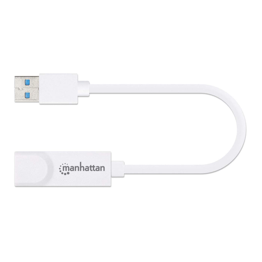 Manhattan Adaptador de red Gigabit USB-A, 10/100/1000 Mbps, 5 Gbps (USB 3.2 Gen1 / USB 3.0), Ethernet RJ45, blanco, 3 años de garantía, equivalente a USB31000SW tarjetas de red Alámbrico USB Ethernet 1