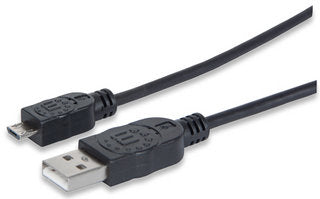 Manhattan USB A - MicroUSB B cable USB USB 2.0 0.5 m Micro-USB B Negro, Macho/Macho