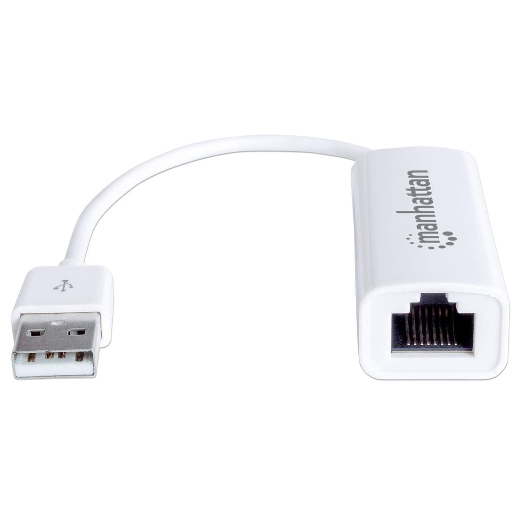 Manhattan Adaptador de red Fast Ethernet USB-A, 10/100 Mbps, 480 Mbps (USB 2.0), RJ45, blanco, 3 años de garantía tarjetas de red Alámbrico USB Ethernet 1