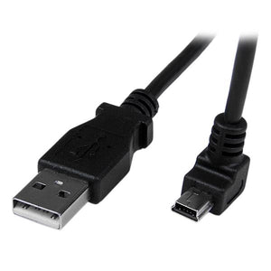 StarTech.com Cable Adaptador 2m USB A Macho a Mini USB B Macho Acodado en Ángulo hacia Abajo Cable USB 2.0 USB A Mini-USB B Macho