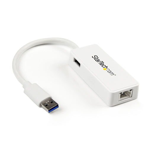 StarTech.com Adaptador Tarjeta de Red NIC Externa USB 3.0 de 1 Puerto Gigabit Ethernet RJ45 y Puerto USB - Blanco Tarjet